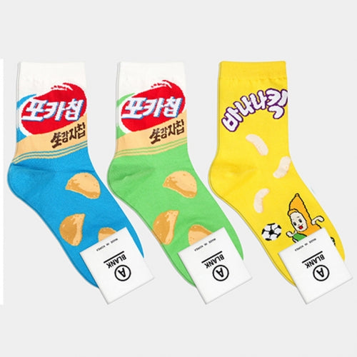 K-푸드 장목양말 시리즈 (3종 세트)_K-Food Crew Socks Series (3 Sets)