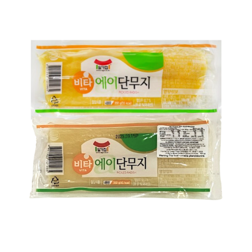 일가집) 에이단무지 황/백 반절_ PICKLED RADISH(HALF) 350G
