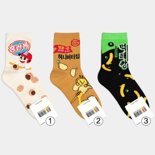 K-푸드 장목양말 시리즈 (3종 세트)_K-Food Crew Socks Series (3 Sets)