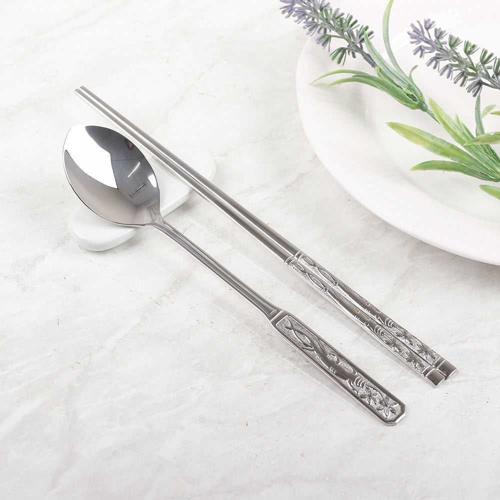 삼호) 스탠 젓가락 / 숟가락 (인삼모양)_ STAINLESS CHOPSTICKS / SPOON 10SET