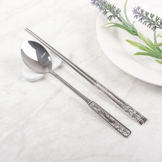 삼호) 스탠 젓가락 / 숟가락 (인삼모양)_ STAINLESS CHOPSTICKS / SPOON 10SET